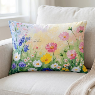 Sommerzeit. Farbige Blumen. Kunst. Dekokissen