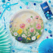 Sommerzeit. Farbige Blumen. Kunst. Pappteller (Party)