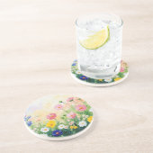 Sommerzeit. Farbige Blumen. Kunst. Sandstein Getränkeuntersetzer (Seite)