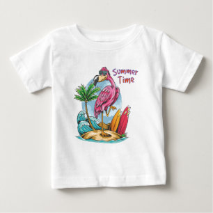 Sommerzeit Flamingo Am Strand Vintage Baby T-shirt