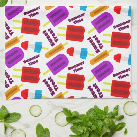 Sommerzeit Frozen Juice Bar Pattern Geschirrtuch (Gefaltet)