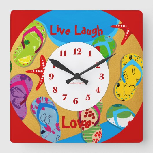 Sommerzeit Fun Wall Clock Quadratische Wanduhr (Vorderseite)