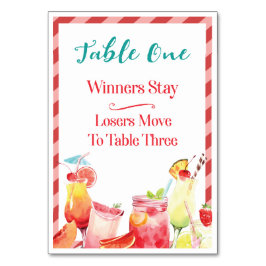 Sommerzeit Getränke Tischkarte 1 Bunco Tischnummer