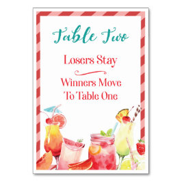 Sommerzeit Getränke Tischkarte zwei Bunco Tischnummer