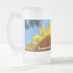 Sommerzeit! Glas mit Frost-Effekt Sonnenblumen Mattglas Bierglas
