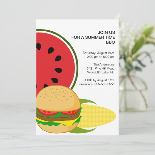 Sommerzeit GRILLEN Einladung (Stehend Vorderseite)