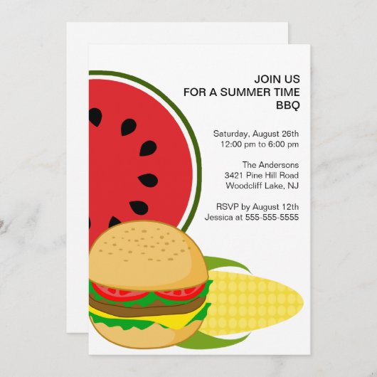 Sommerzeit GRILLEN Einladung (Vorne/Hinten)