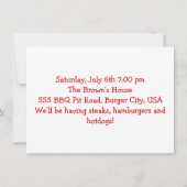 Sommerzeit GRILLEN Picnic und Cookout Einladung (Rückseite)