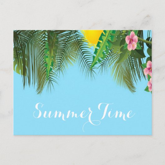 Sommerzeit hängende Äste blau Postkarte (Vorderseite)