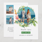 Sommerzeit Hochzeit Foto Collage Dankeskarte (Vorne/Hinten)