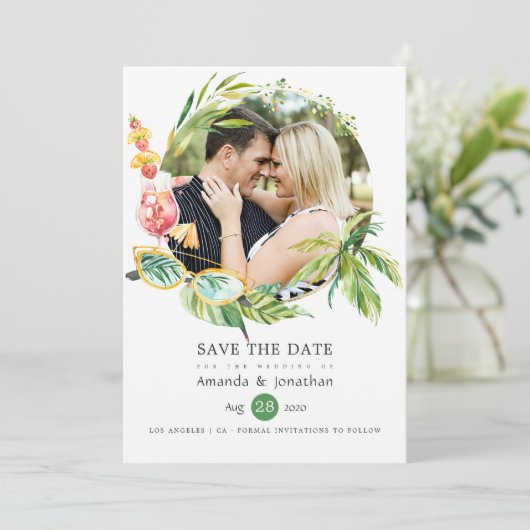 Sommerzeit Hochzeit Foto Collage Save The Date (Stehend Vorderseite)