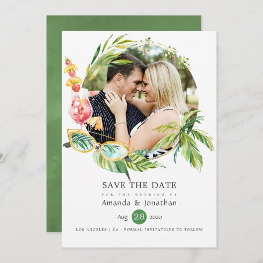 Sommerzeit Hochzeit Foto Collage Save The Date (Vorne/Hinten)