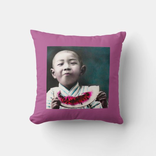 Sommerzeit in alter Vintager Wassermelone Japans Kissen (Vorderseite)