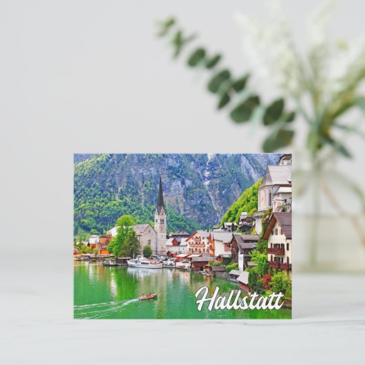Sommerzeit in Hallstatt, Österreich Postkarte (Stehend Vorderseite)