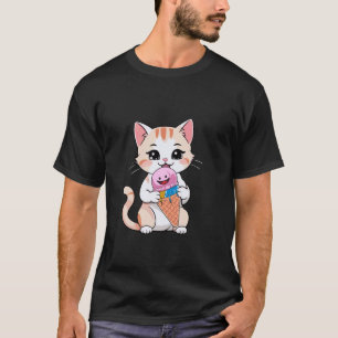 Sommerzeit Katze Katze Eiscreme Eiscreme Eiscreme T-Shirt