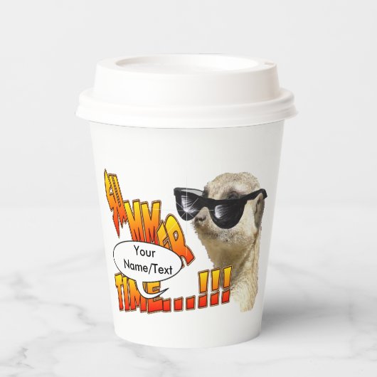 Sommerzeit Meerkat individuell anpassbare Papierau Pappbecher (Vorderseite)