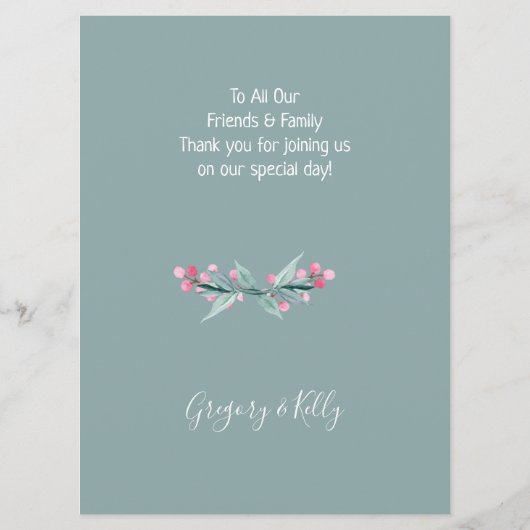 Sommerzeit Menükarte (Rückseite)