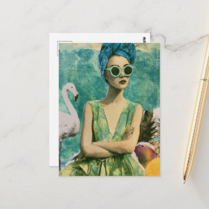 Sommerzeit Mixed Media Collage Postkarte