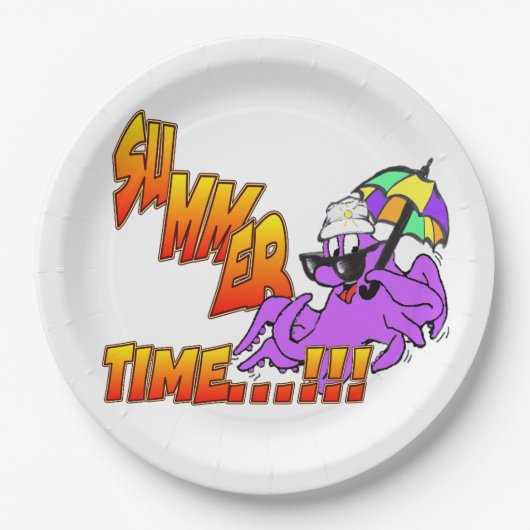 Sommerzeit Octopus Paper Teller (Vorderseite)