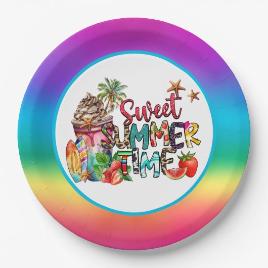Sommerzeit Party Pappteller (Vorderseite)