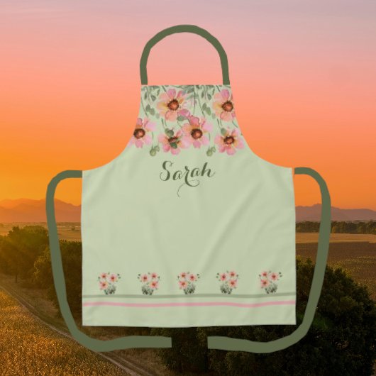 Sommerzeit Personalisiert Name Grüne Schürze