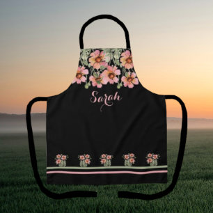 Sommerzeit Personalisiert Name Schwarze Flora Schü Schürze