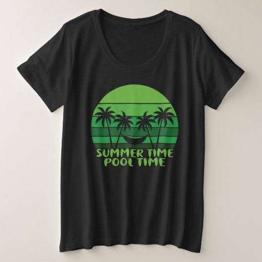 SOMMERZEIT POOL ZEIT. GROßE GRÖßE T-Shirt (Design vorne)