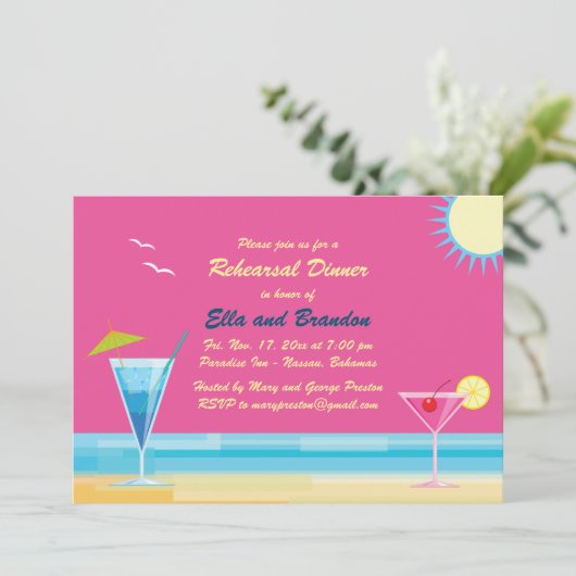 Sommerzeit Probe Abendessen Einladung (Stehend Vorderseite)