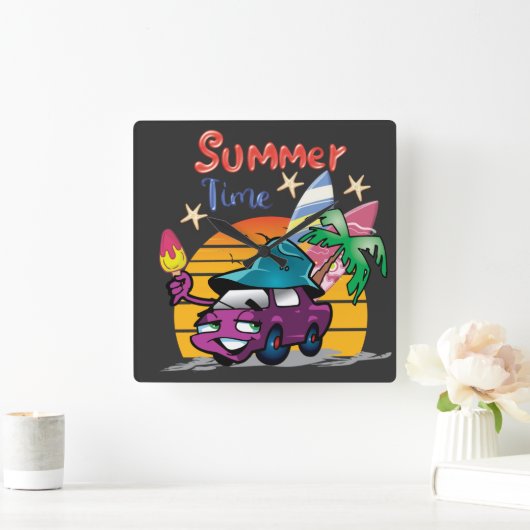 Sommerzeit Quadratische Wanduhr (Zuhause)