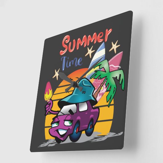 Sommerzeit Quadratische Wanduhr (Winkel)