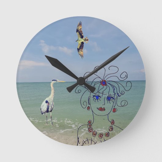 Sommerzeit Runde Wanduhr (Vorderseite)