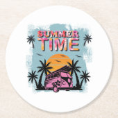 Sommerzeit Runder Pappuntersetzer (Vorderseite)