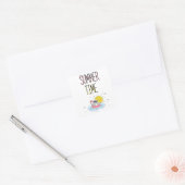 Sommerzeit Schwarz Quadratischer Aufkleber (Umschlag)