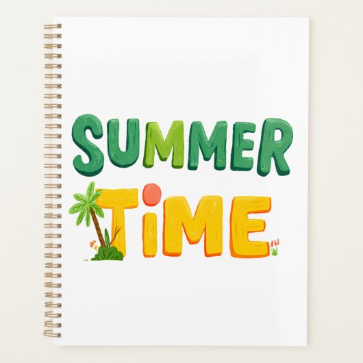 Sommerzeit - Sommerzeit mit Palmen und Sonne Planer (Vorderseite)