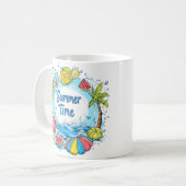 Sommerzeit - Sommerzeit Strand Illustration Kaffeetasse (Vorderseite Links)