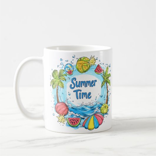 Sommerzeit - Sommerzeit Strand Illustration Kaffeetasse (Links)