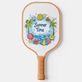 Sommerzeit - Sommerzeit Strand Illustration Pickleball Schläger