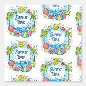 Sommerzeit - Sommerzeit Strand Illustration Tapete (Vorderseite)