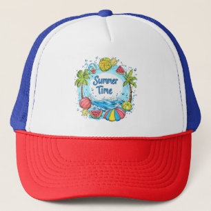Sommerzeit - Sommerzeit Strand Illustration Truckerkappe