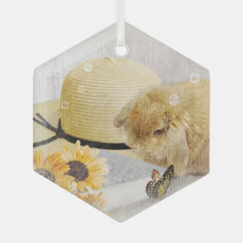 Sommerzeit Sonnenblumen Bunny Ornament Aus Glas