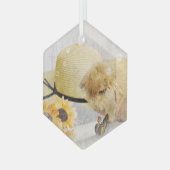 Sommerzeit Sonnenblumen Bunny Ornament Aus Glas (Vorderseite Links)
