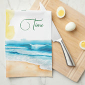„Sommerzeit“-Stranddesign Geschirrtuch (Viertel Falte)