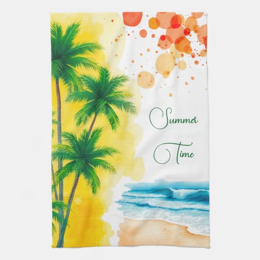 „Sommerzeit“-Stranddesign Geschirrtuch (Vertikal)