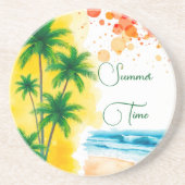 „Sommerzeit“-Stranddesign Getränkeuntersetzer (Vorne)