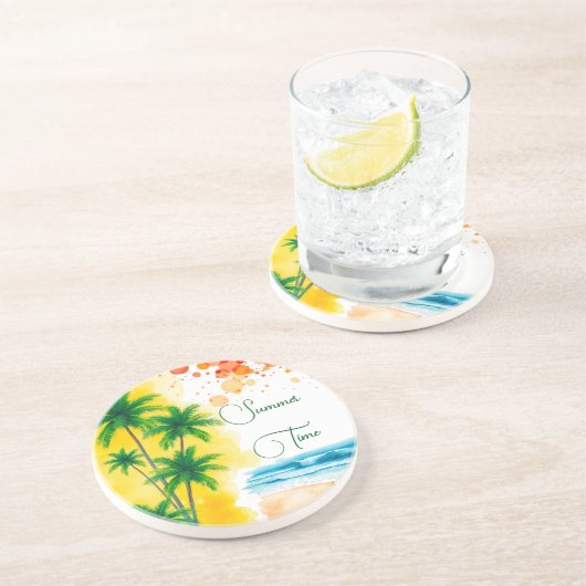 „Sommerzeit“-Stranddesign Getränkeuntersetzer (Seite)