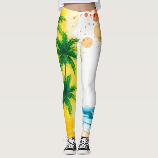 „Sommerzeit“-Stranddesign Leggings (Vorderseite)
