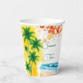 „Sommerzeit“-Stranddesign Pappbecher (Rückseite)