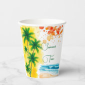 „Sommerzeit“-Stranddesign Pappbecher (Vorderseite)