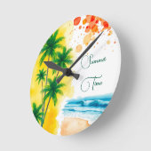 „Sommerzeit“-Stranddesign Rund Uhr (Winkel)