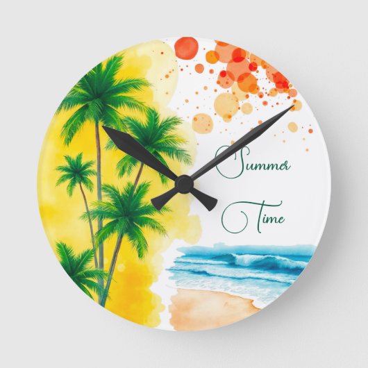 „Sommerzeit“-Stranddesign Rund Uhr (Vorderseite)